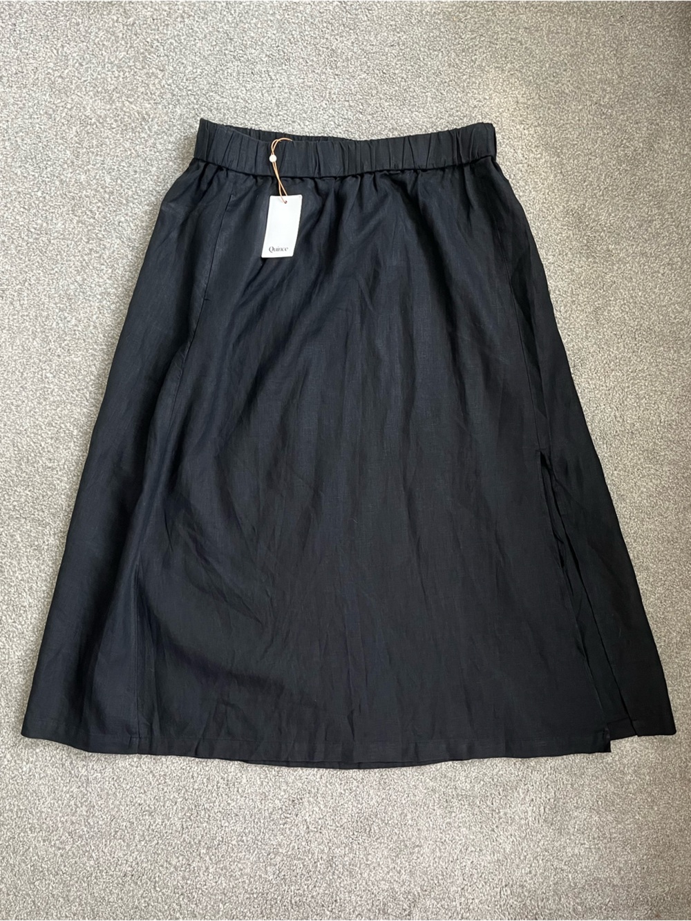 NWY Quince Black European Linen Maxi Skirt Size XL